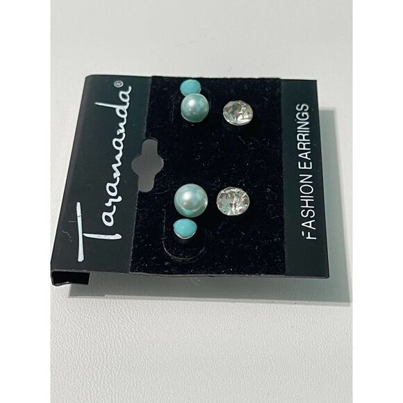 Taramanda Trio Earring Set CZ‎ Studs Tiny Stud Blue - Picture 3 of 8